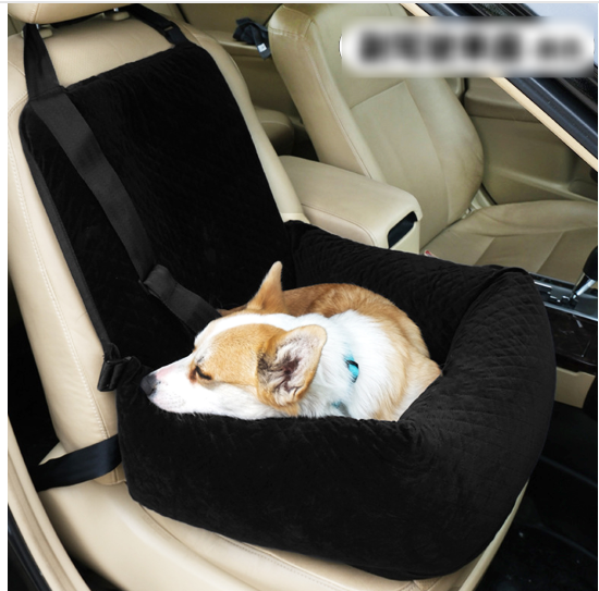 Removable-Cover Dog Car Booster Seat – Black Grid