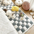 Yoovat Plaid Pet Sofa Mat – Cream Blue, 70 × 150 cm