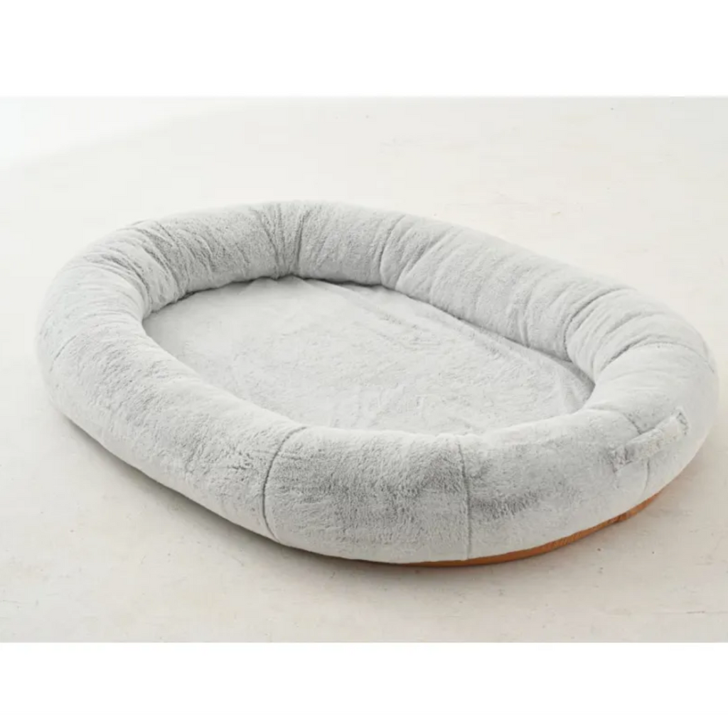 Oversized Light Gray Human-Dog Bed