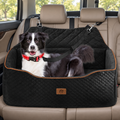 OTOB Foam Dog Car Booster Bed with Reversible Cushion – Black – main view with dog