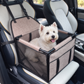 900D Oxford Dog Car Booster Seat – Coffee, 39 × 39 × 27 cm – main view with dog