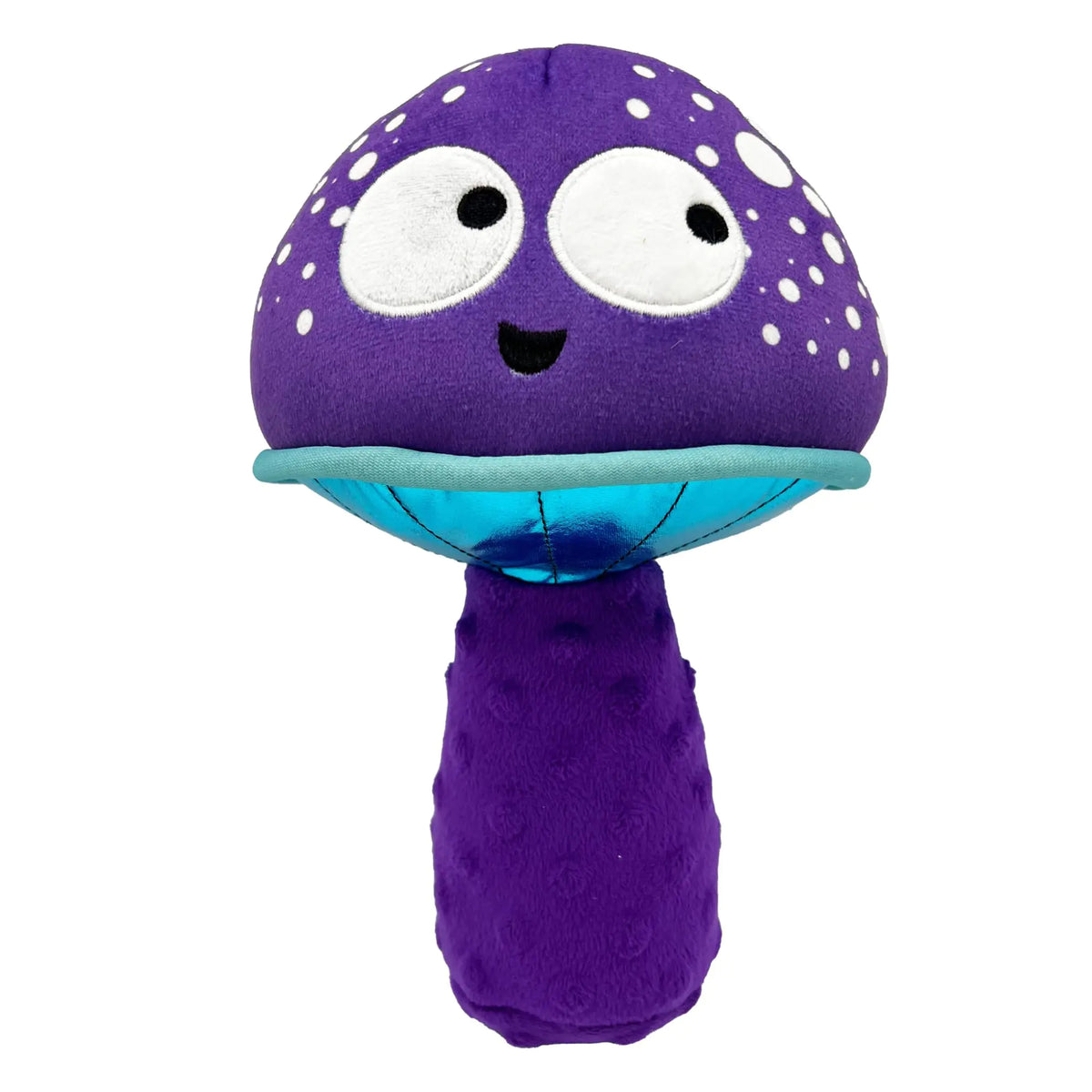 Single purple Huxley and Kent Mellow Mushroom plush dog toy on a white background