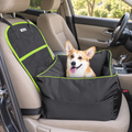 LGCLGY Padded Dog Car Booster Seat with Storage Pockets – Up to 45 lb – main view with dog