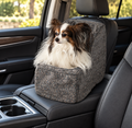 Merlin Pewter Snoozer console dog seat with a Papillon – main