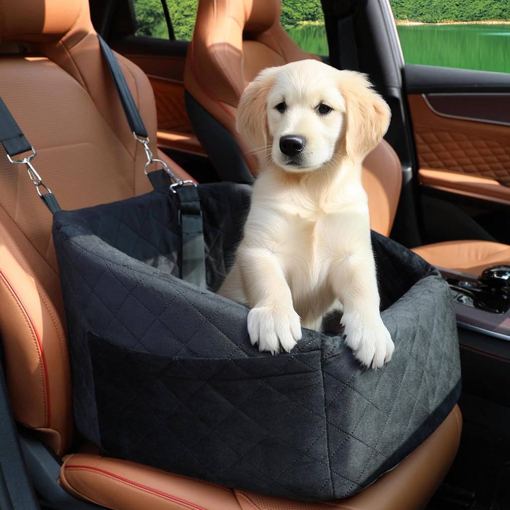 XBwig Foam Dog Car Booster Seat – Argyle Black, Up to 30 lb