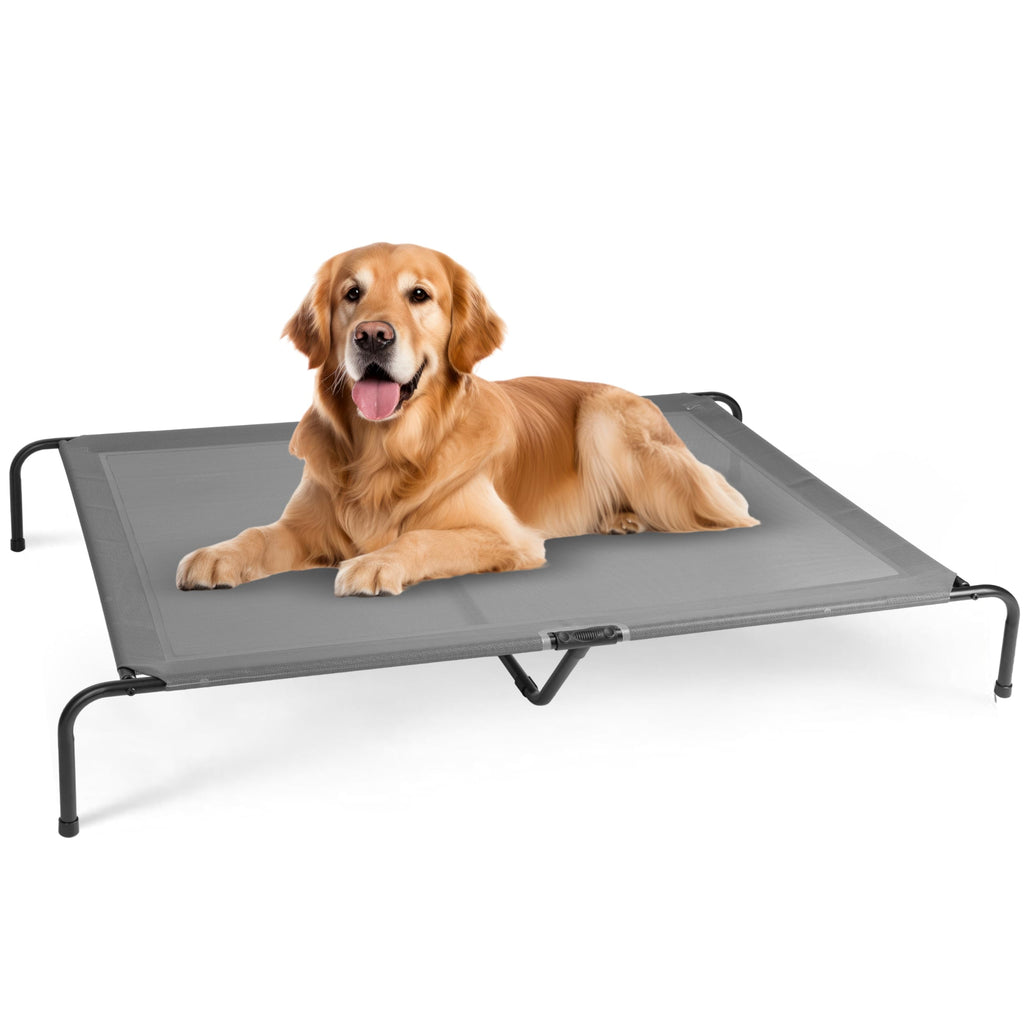 FluffyDream Elevated Cooling Dog Cot with Non-Slip Feet – Grey