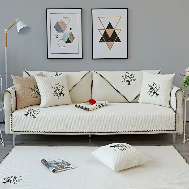 Breathable Cotton-Linen Non-Slip Sofa Cover