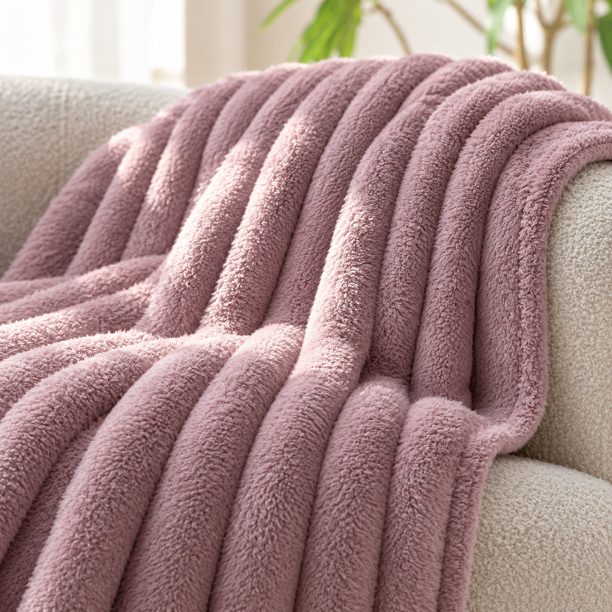 Close-up of ribbed plush flannel texture