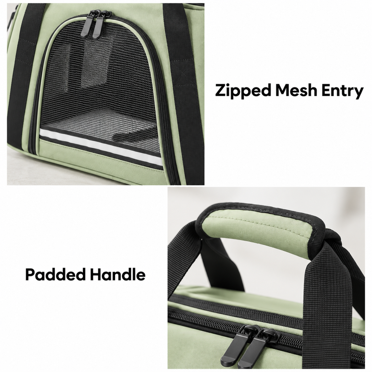pale sage green carrier — product feature details
