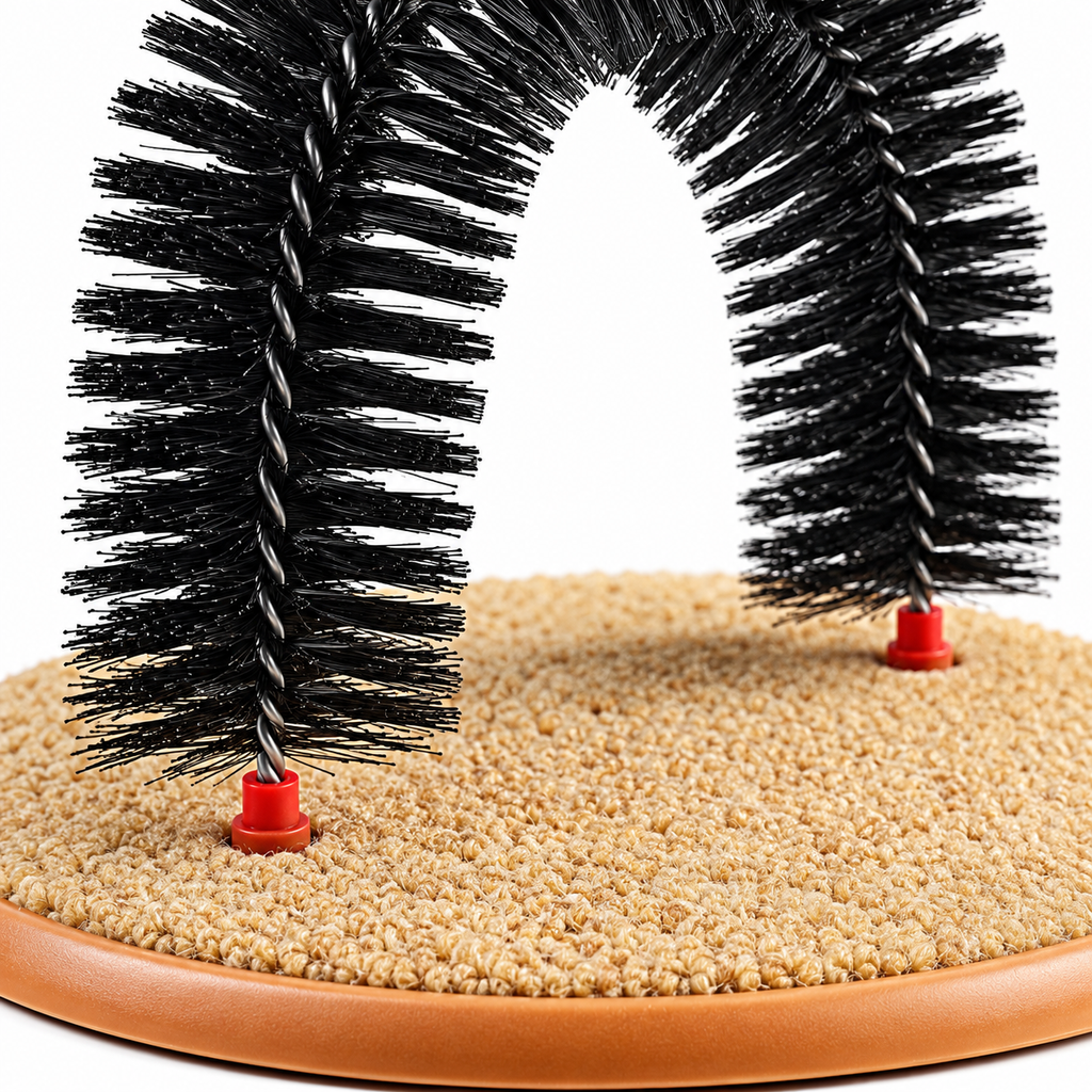 Purrfect Arch Cat Self-Grooming Brush with Carpet Base – detail