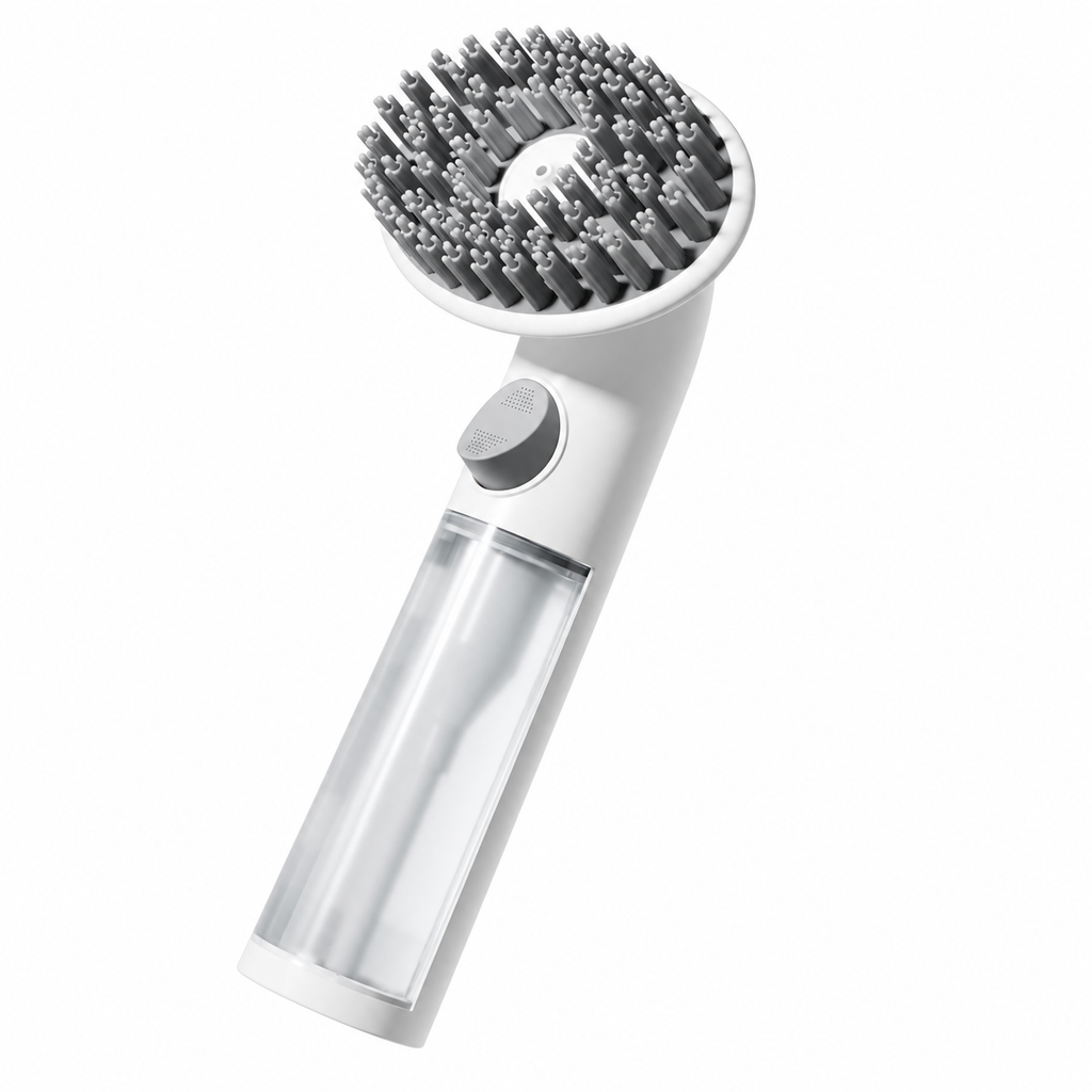 Stryfull Cat Bath Brush with Shampoo Dispenser – White & Grey – product view