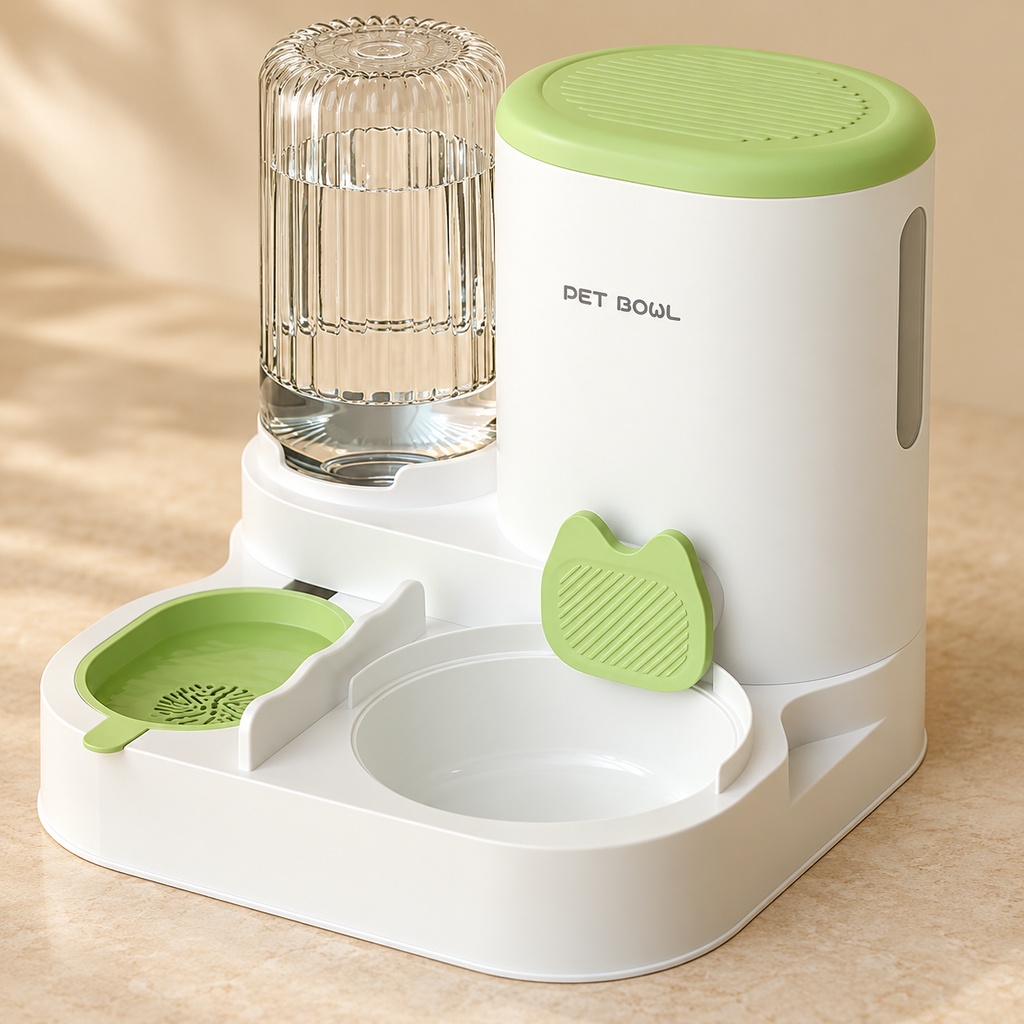 Gravity Cat Food & Water Station – Avocado Green material and construction detail