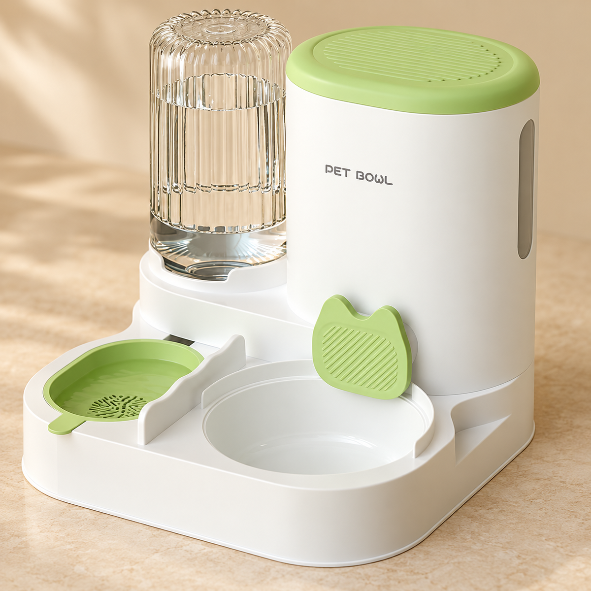 Gravity Cat Food & Water Station – Avocado Green material and construction detail
