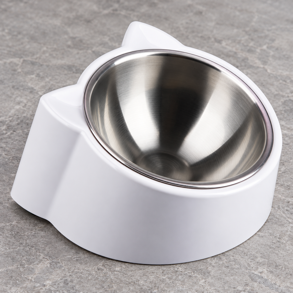 CATPRO Tilted Stainless Steel Cat Bowl – Grey detail