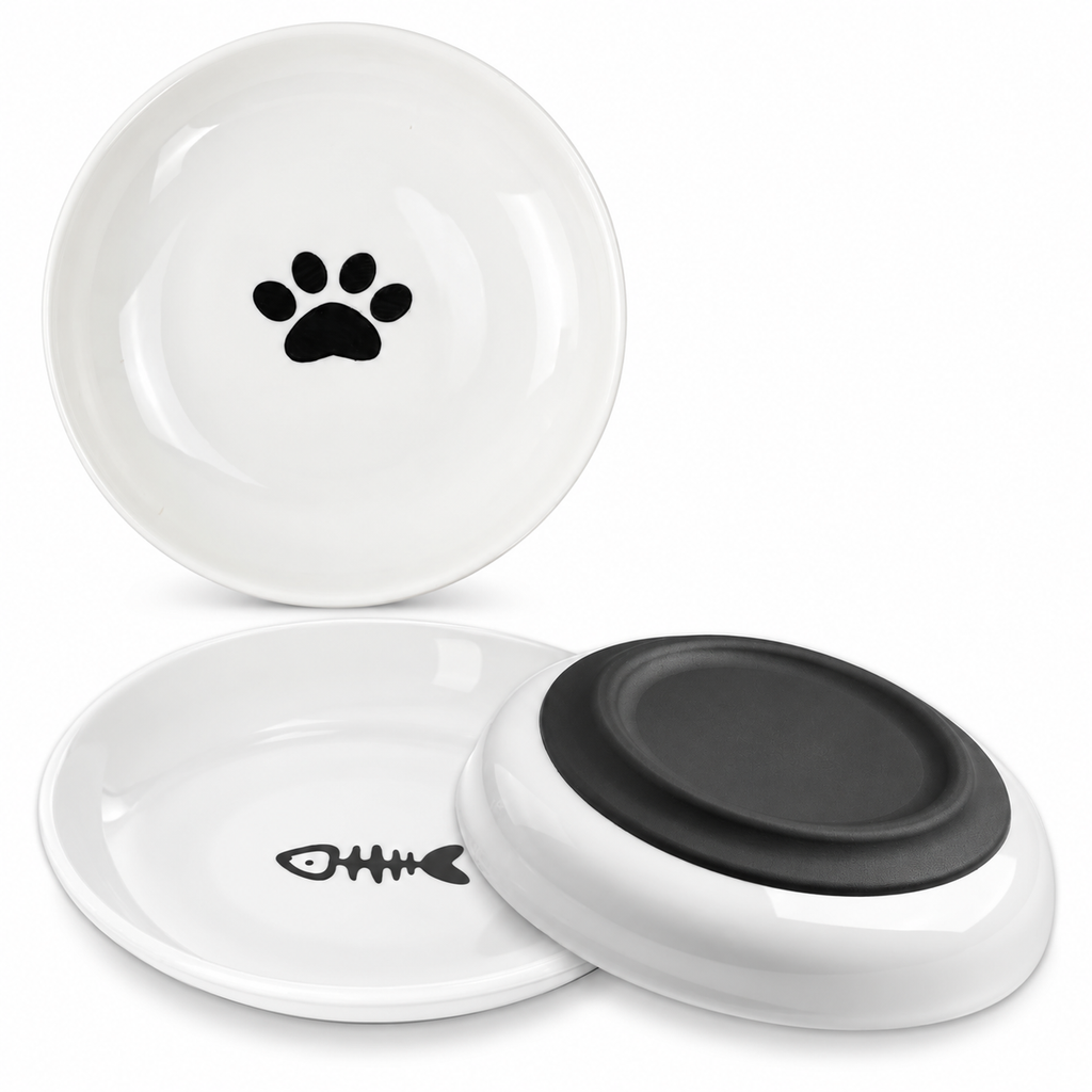 Paw & Fishbone Ceramic Cat Dishes – 3 Pieces product view