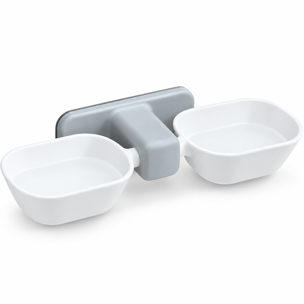 Wall-Mounted Double Cat Feeding Station – White & Grey product view