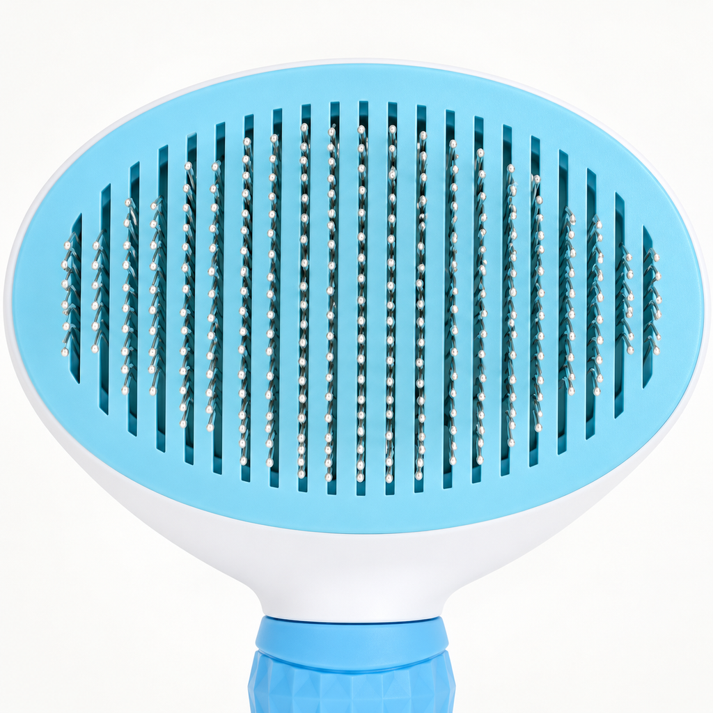 Self-Cleaning Cat Grooming Brush – Blue, 19 cm – detail