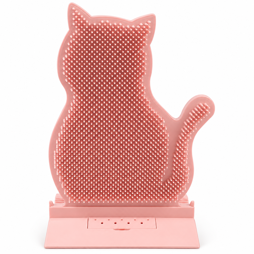 Cat Silhouette Self-Grooming Brush – Pink – product view