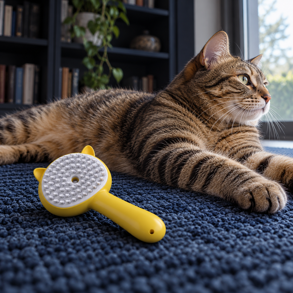 Cat-Ear Mist Grooming Brush – Yellow — main view