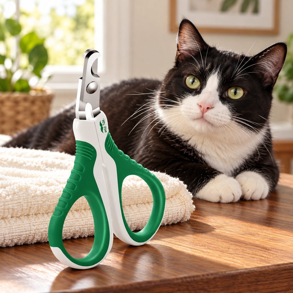 Mr. Pen Cat Nail Clipper – Green & White – with cat