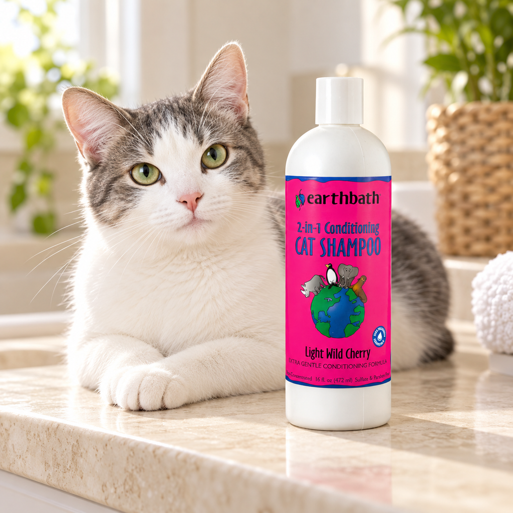 earthbath Wild Cherry 2-in-1 Cat Conditioning Shampoo – 16 fl oz – with cat