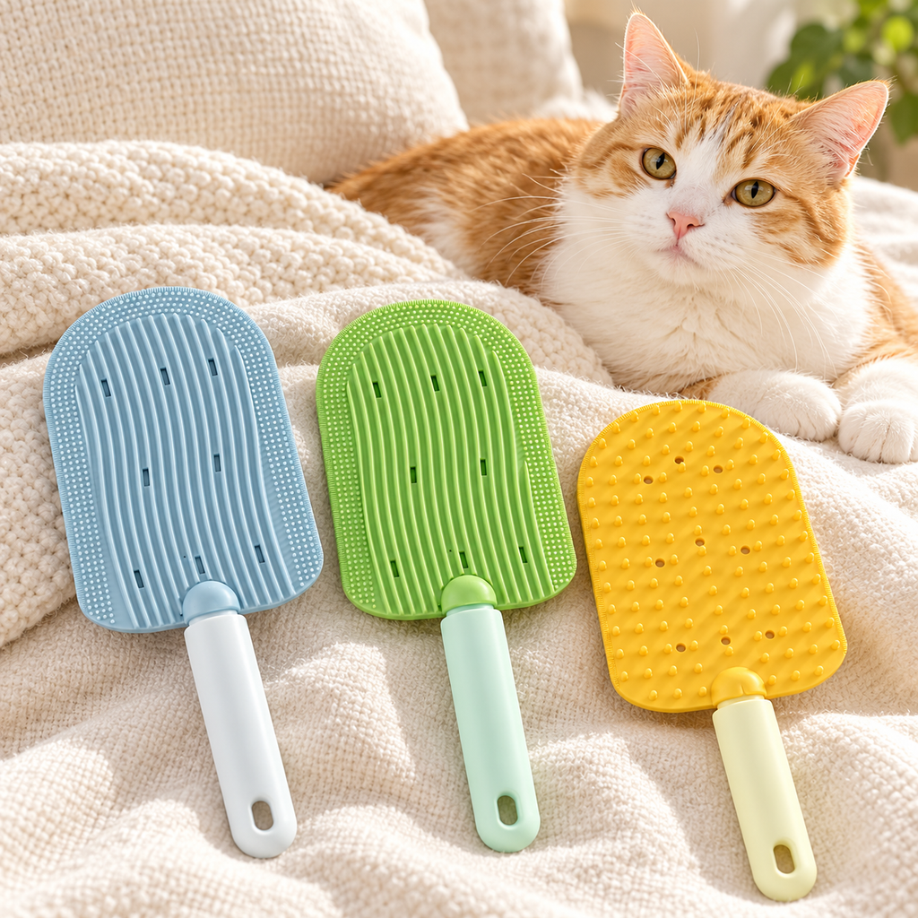 Flexible Cat Grooming Brush Set – 3 Pieces – with cat