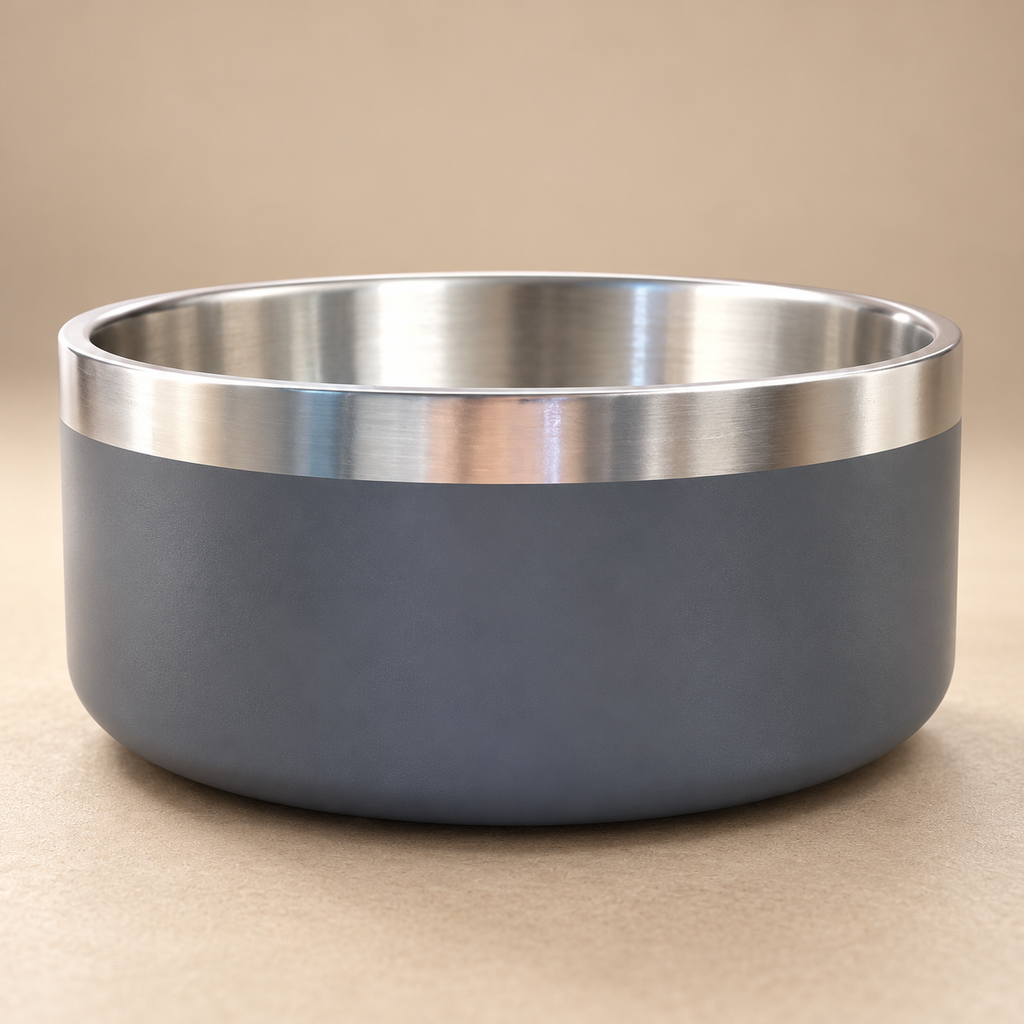 304 Stainless Steel Dog Bowl – Grey, 32 oz material and construction detail