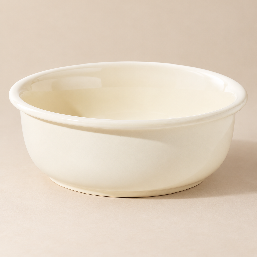 Havniva Ceramic Dog Bowl – Cream White, 8.25 in material and construction detail