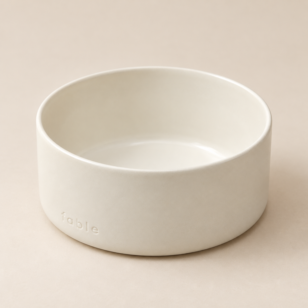 FABLE Weighted Ceramic Dog Bowl – Tofu material and construction detail