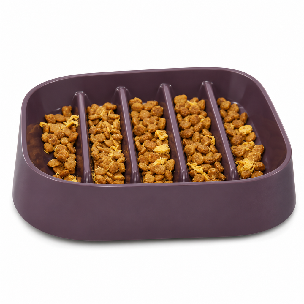 Hifrenchies Striped Slow Feeder Dog Bowl – Coffee – clear product view