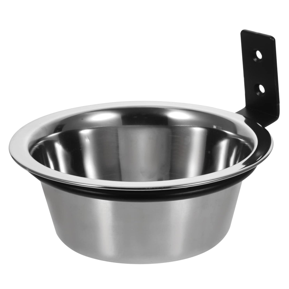 Hohopeti Wall-Mounted Stainless Steel Dog Bowl – Silver & Black – clear product view