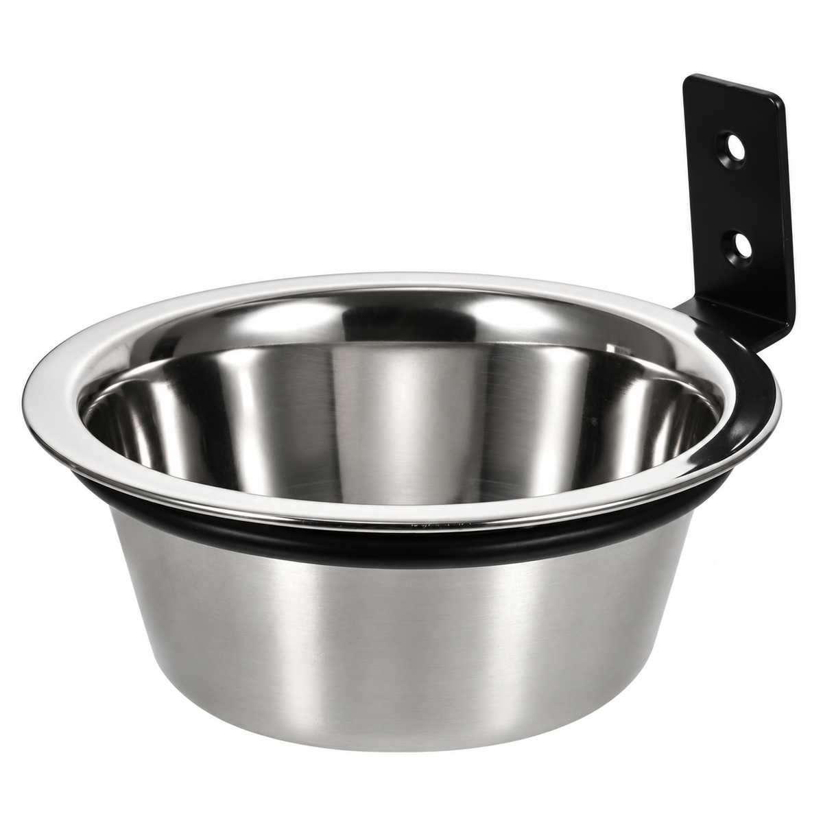 Hohopeti Wall-Mounted Stainless Steel Dog Bowl – Silver & Black – material and construction detail