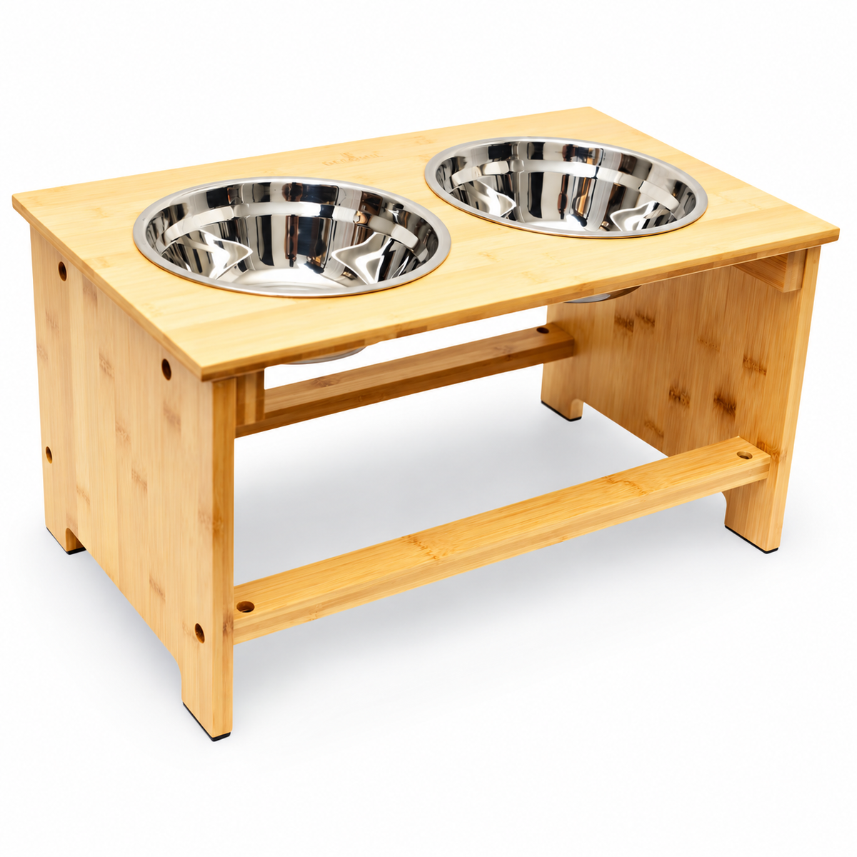 DECOMIL Bamboo Double Dog Feeding Station – clear product view