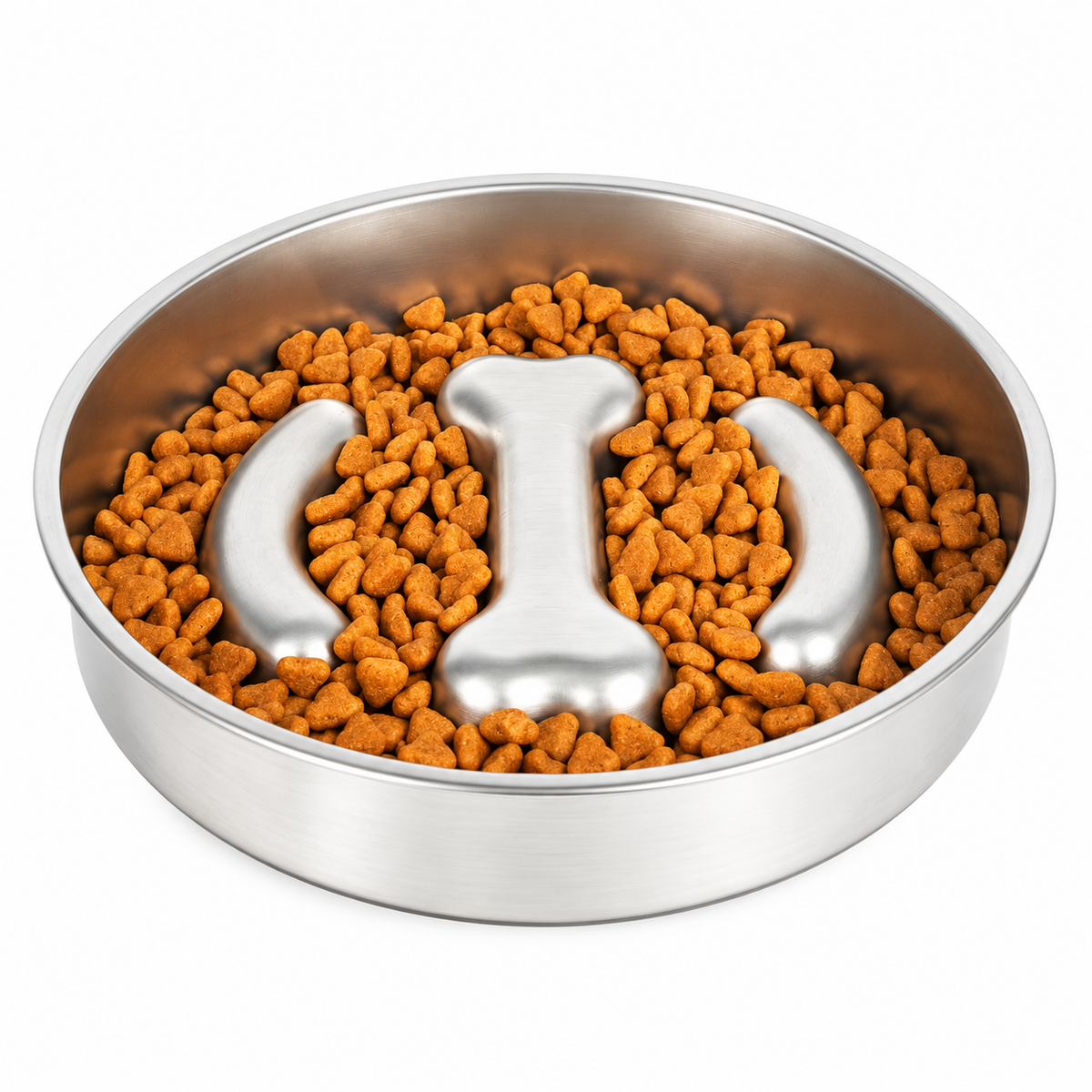 Stainless Steel Slow Feeder Dog Bowl – 22 cm – clear product view