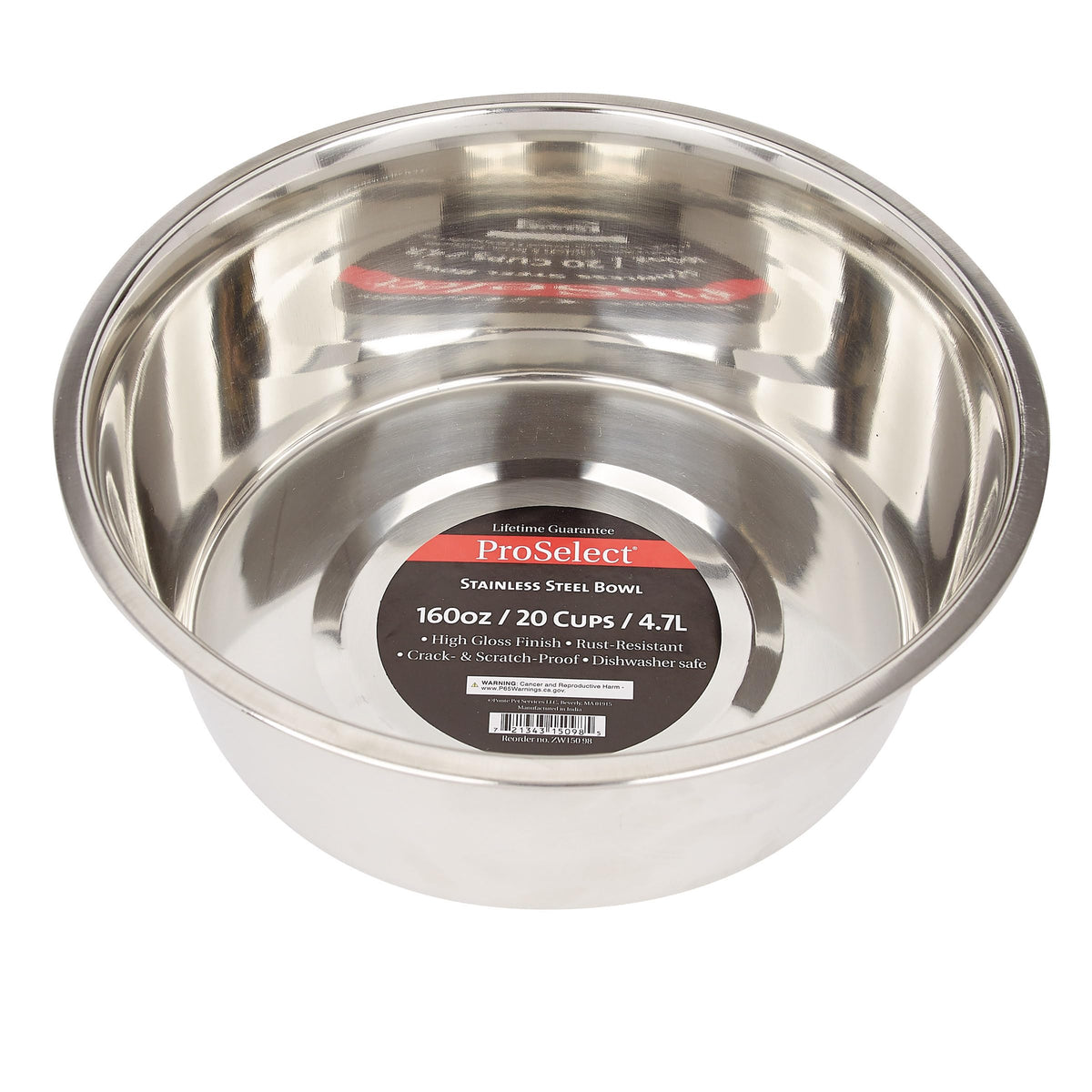 ProSelect Classic Stainless Steel Dog Bowl – 5 US qt – clear product view