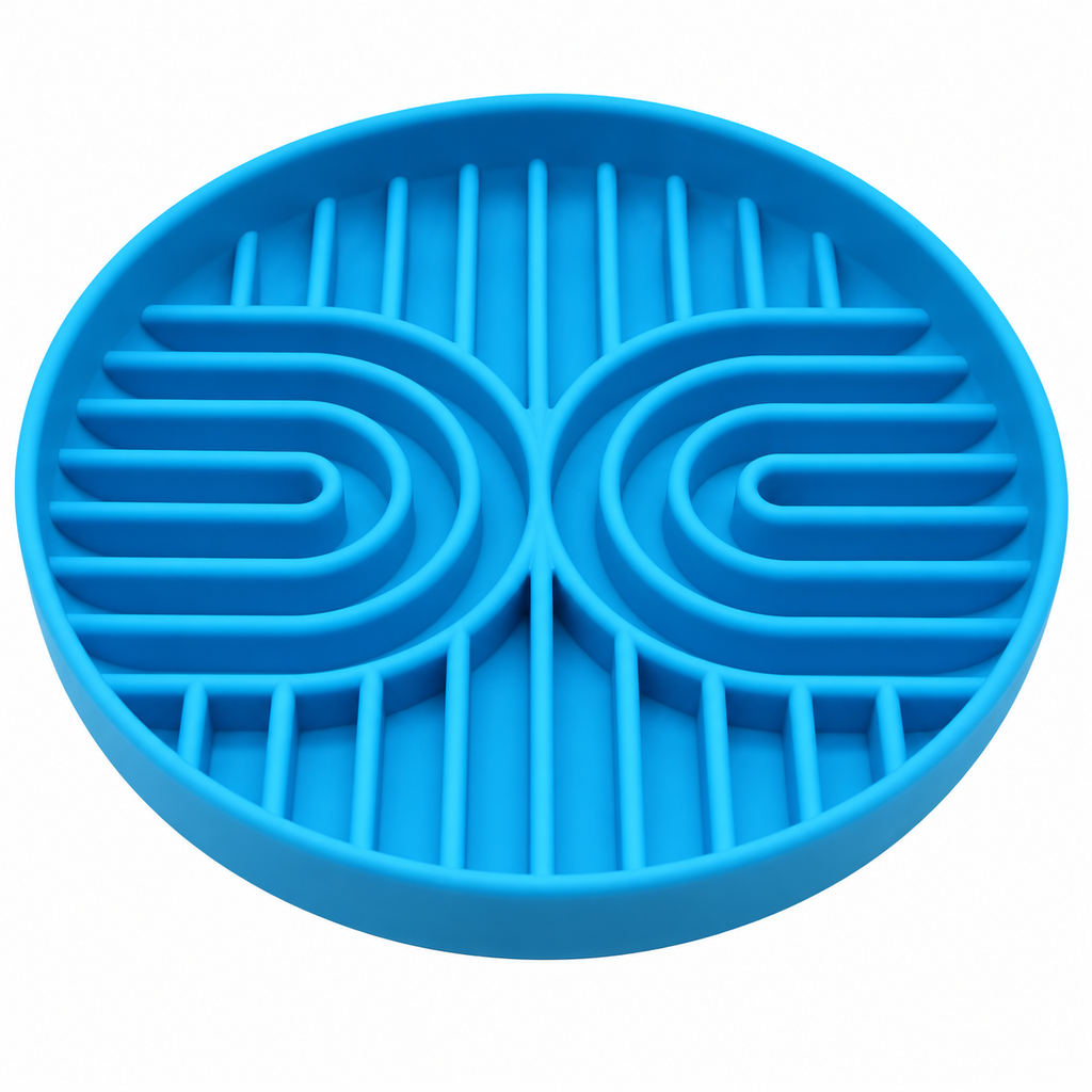 Safe Silo Silicone Channel Slow Feeder Dog Bowl – Blue – clear product view