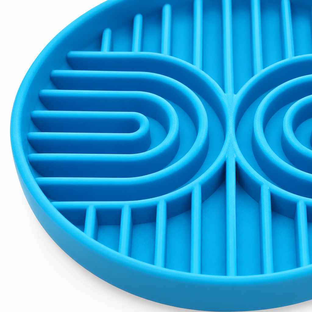 Safe Silo Silicone Channel Slow Feeder Dog Bowl – Blue – material and construction detail