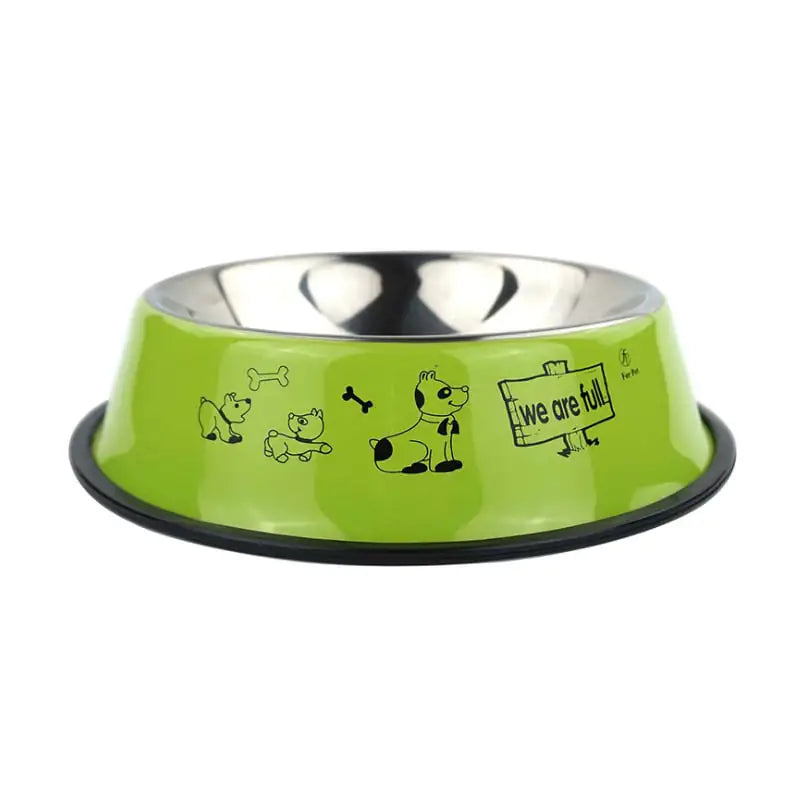 Printed Stainless Steel Dog Bowl – Green, 26 cm – clear product view