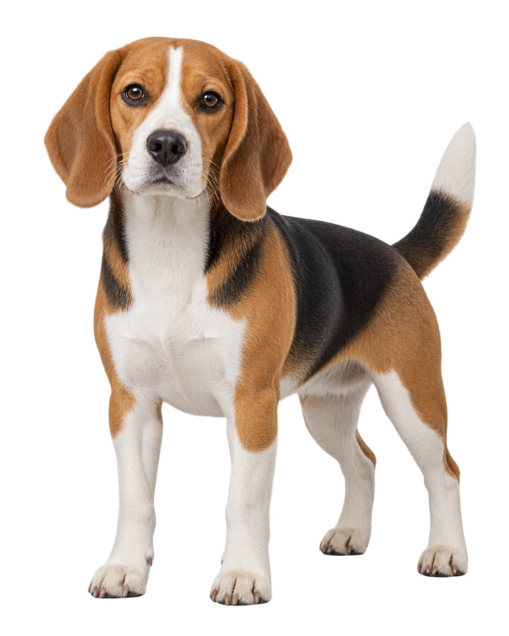 Beagle standing and looking at the camera