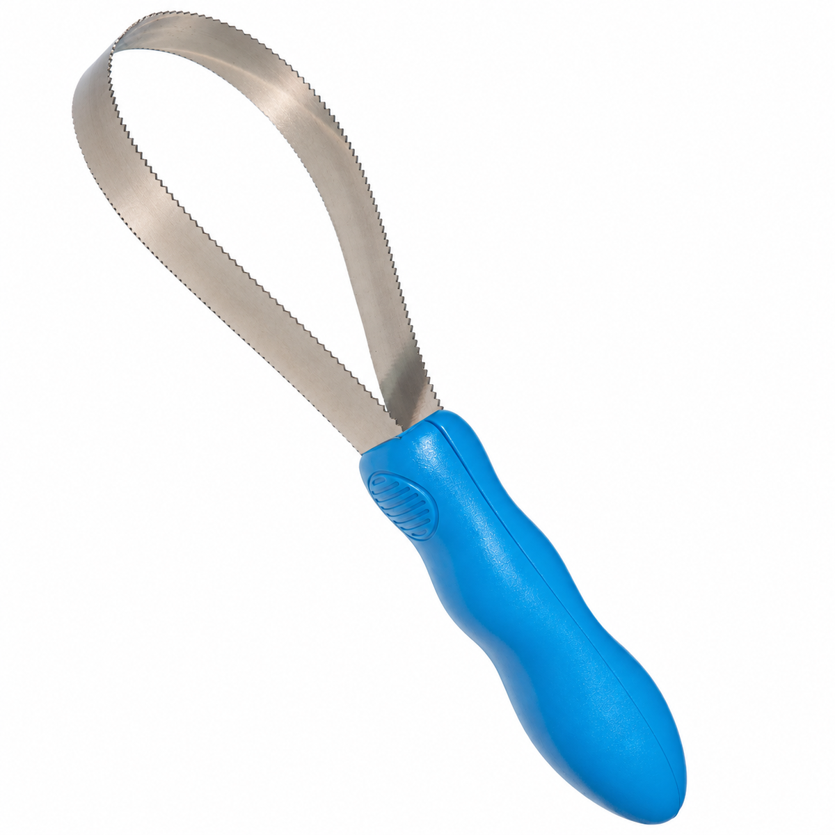 Dual-Sided Stainless Steel Dog Shedding Blade – Blue – single product view on white