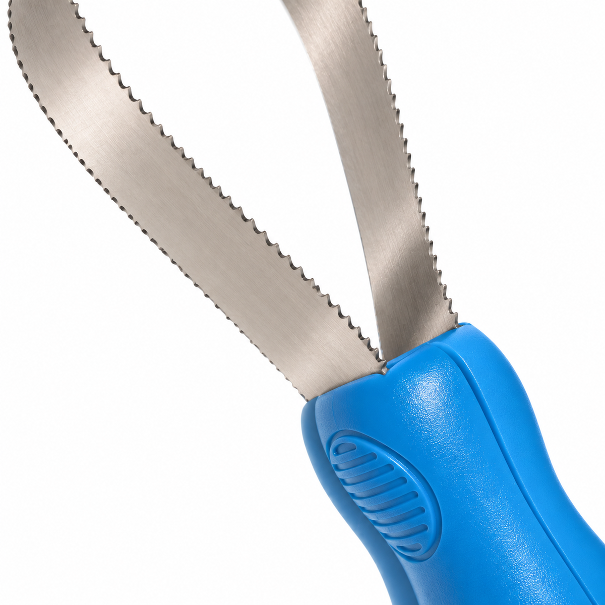 Dual-Sided Stainless Steel Dog Shedding Blade – Blue – material and construction detail