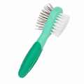 Coastal Pet Lil Pals Double-Sided Dog Brush – Green – single product view on white