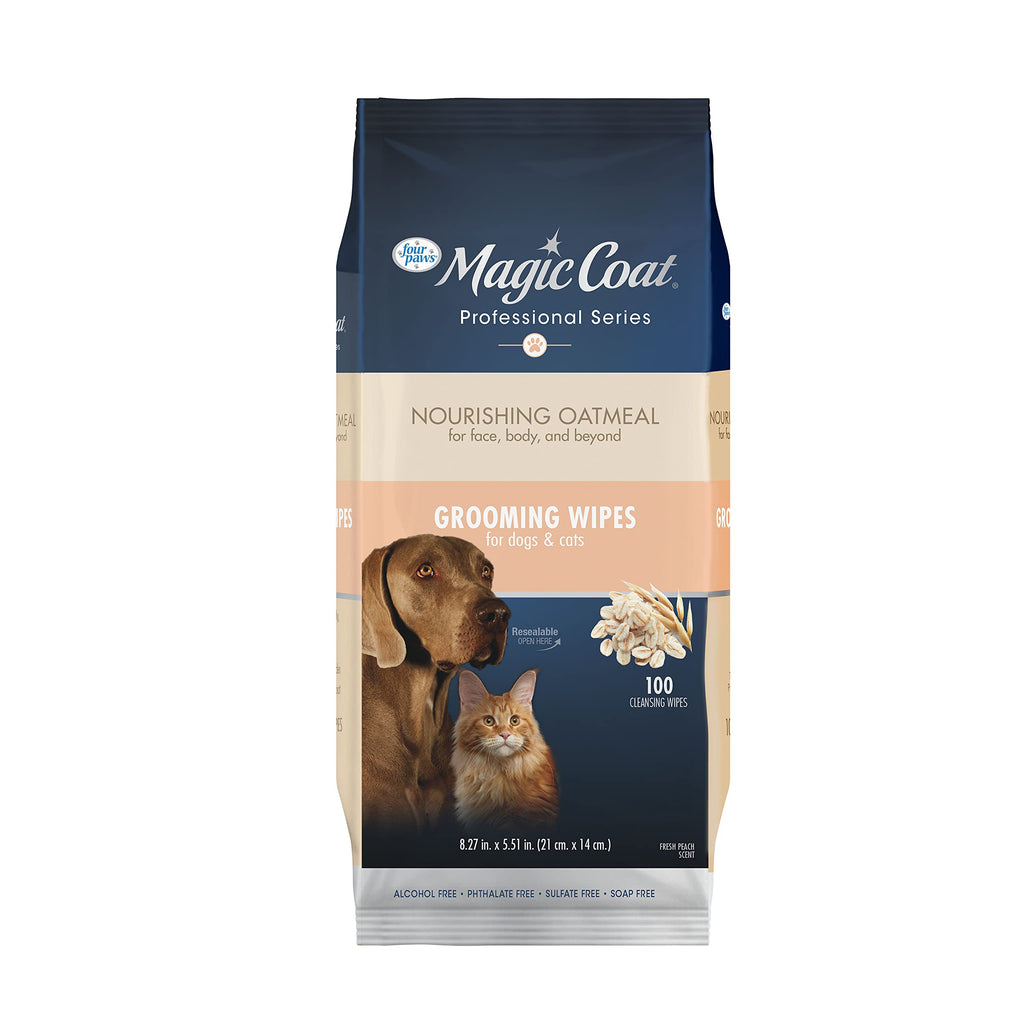 Magic Coat fresh peach oatmeal grooming wipes, 100 count