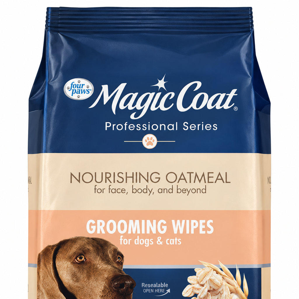 Detail of Magic Coat oatmeal wipes packaging