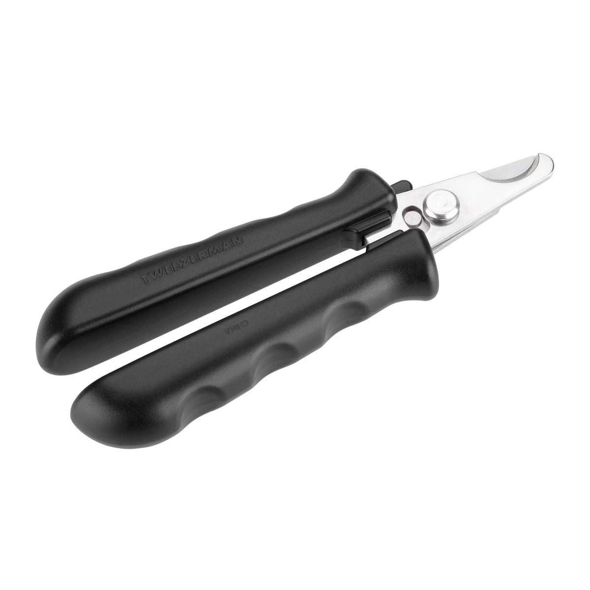 Black Tweezerman manual dog nail clipper on white