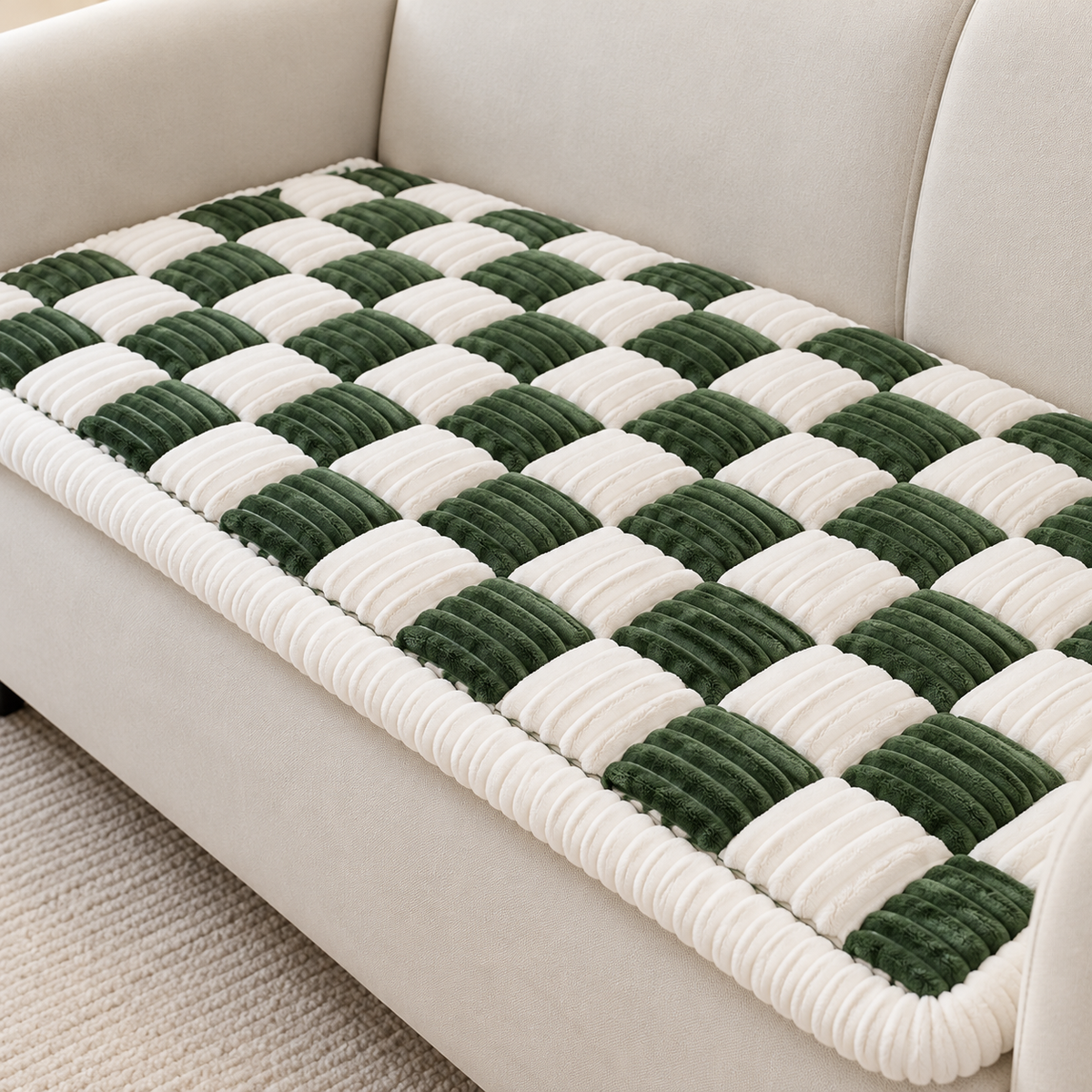 Ksiliup Textured Sofa Seat Cover – Green, 27.6 × 70.9 in — fabric detail