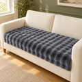 tianxinbaobei Faux Rabbit Fur Sofa Panel – Dark Grey, 36 × 63 in — in a living room