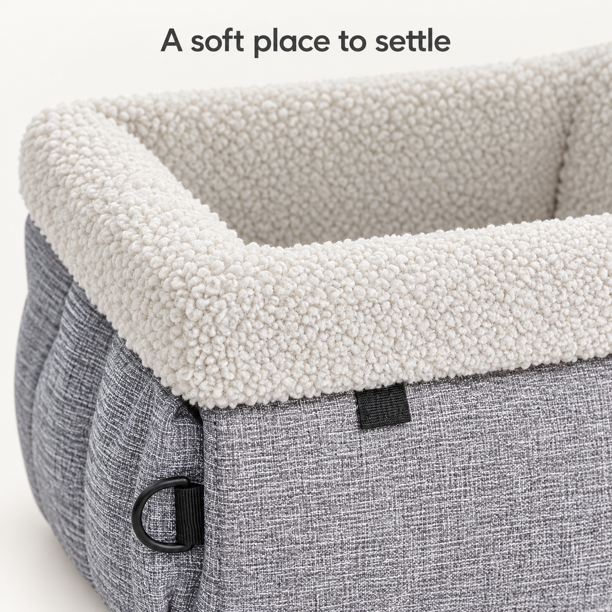 Hoofun fleece-lined console pet seat – fabric detail