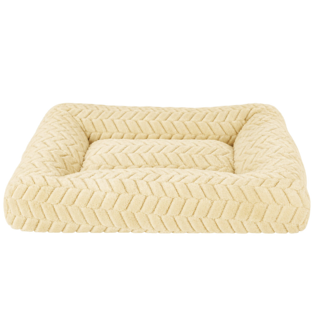 Beige textured dog bed isolated without animal