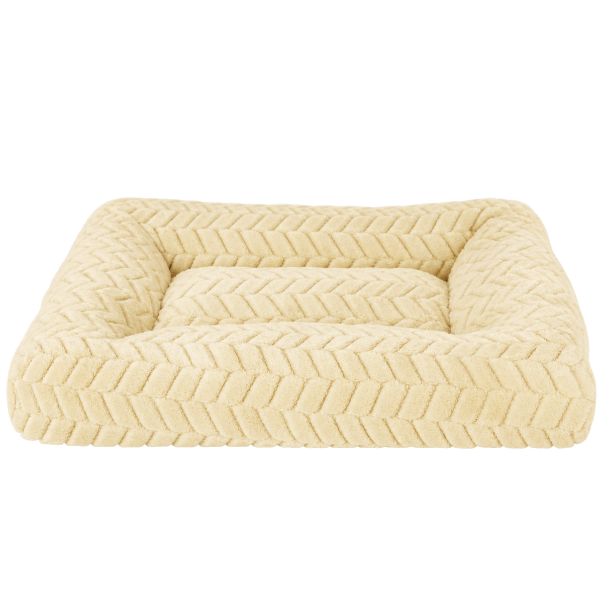 Beige textured dog bed isolated without animal